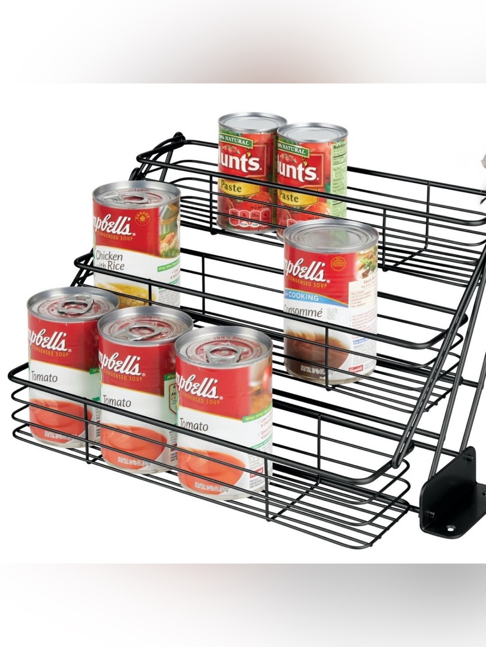 mDesign Large Metal 3-Tier Pull Down Spice Rack Storage Shelf Cabinet Organizer